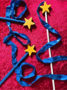 Sarah’s Silks Star Streamer Wand 9ft Ribbon Blue Montessori Pretend Play Toy